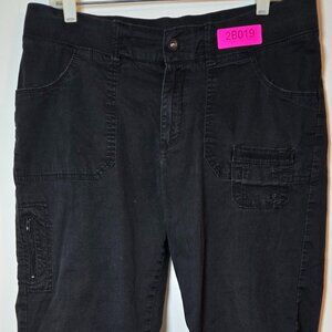 Lee 1889 Women’s Relaxed Fit Black Capris Size 14 Medium – Stretch Utility Style